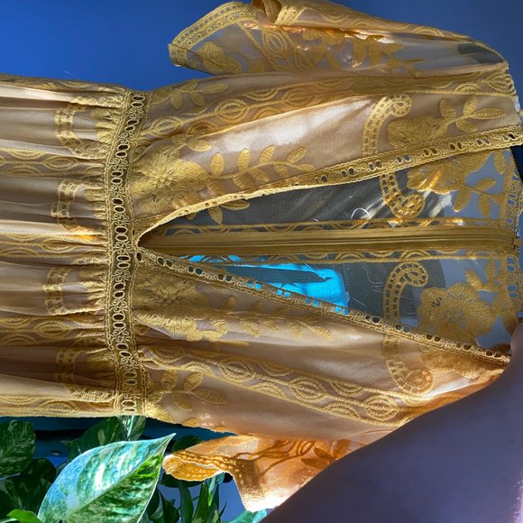 Mustard Lace Maxi Dress - Picture 3 of 6